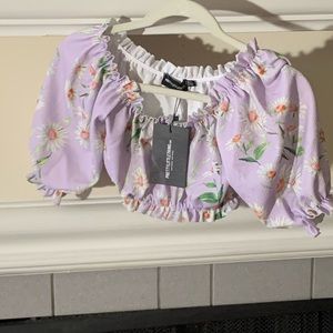 Lilac Bardot Ruffle Crop stop (NEW)